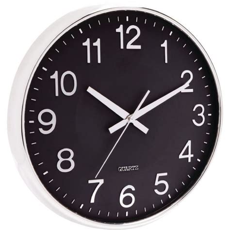 Horloge Murale Cm Analogiques Argent Noir Cdiscount Maison