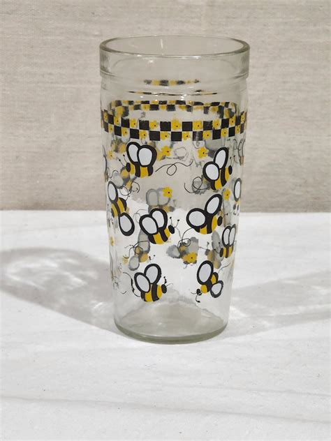 Vintage Anchor Hocking Bumble Bee Glass Tumbler Etsy