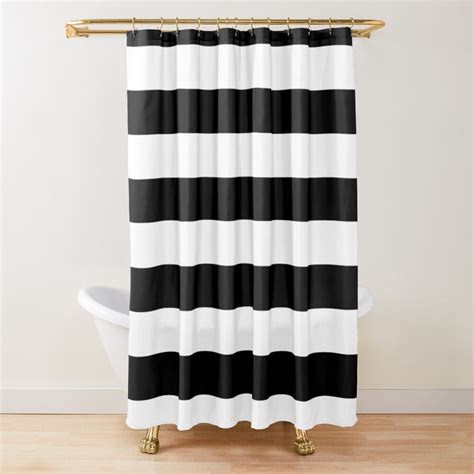 Chic Modern Black And White Stripes Shower Curtain By Pixdezines