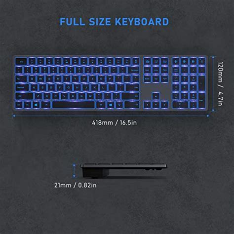 Seenda Backlit Wireless Keyboard Multi Device Bluetooth Keyboard With