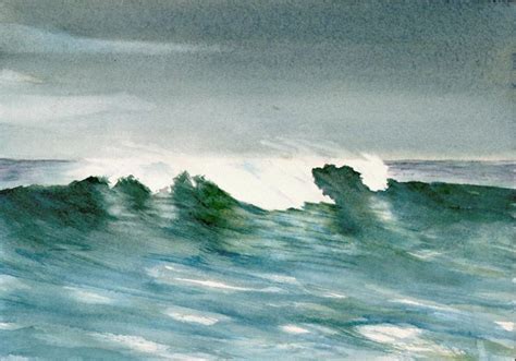 Watercolor Painting of Ocean Wave | Arte em aquarela, Aquarela, Aguarela