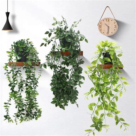 INSANYJ Plante Artificielle Tombante 3 Pcs Vert Plantes Artificielle