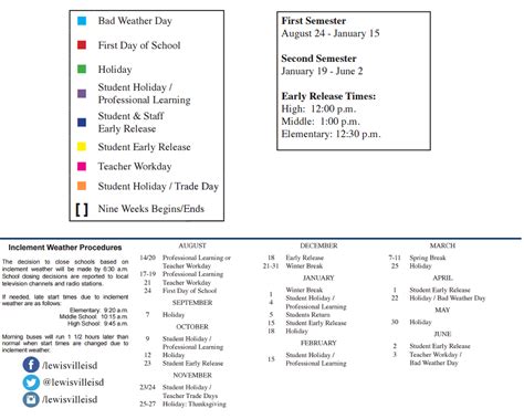 Marshall Durham Middle School School District Instructional Calendar