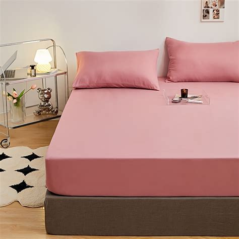 Solid Color Fitted Sheet Soft Comfortable Bedding Mattress Temu