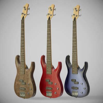 Bass Guitar PBR 3D Model By YuriBarinov