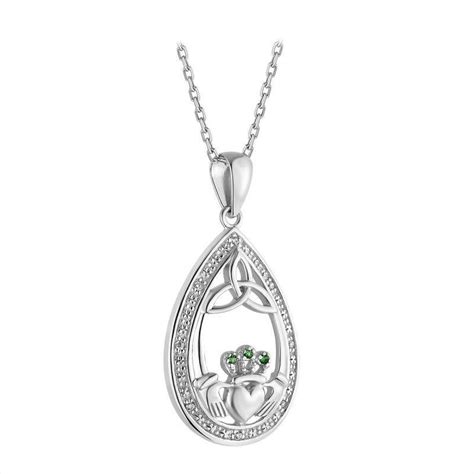 Silver Teardrop Trinity Knot Claddagh Necklace CladdaghRings