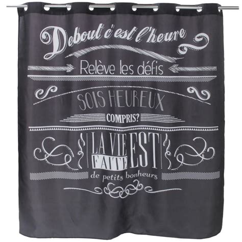 Rideau de douche en textile gris zingué n1 l 180 x H 200 cm Barber