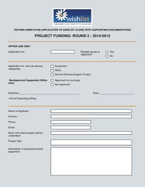 Fillable Online Wishlist Org Project Funding Application Kit Fax Email