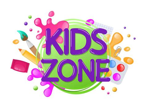 Kids Zone Entertainment Childish Banner Label Sticker Badge Stock ...