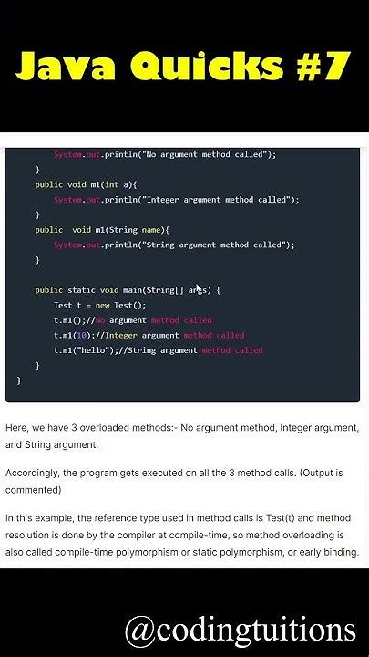 Why Method Overloading Is Called Compile Time Polymorphism Java Quicks 7 Java Interview