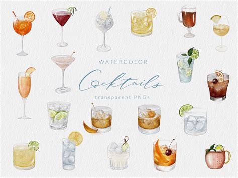 Watercolor Cocktails Watercolor Drink Images Aperol Spritz Etsy Canada