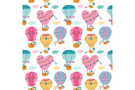 Hot Air Balloons Seamless Pattern Cute Graphic By Vectorbum Creative Fabrica