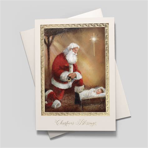 Santa & Baby Jesus Christmas Card by Brookhollow