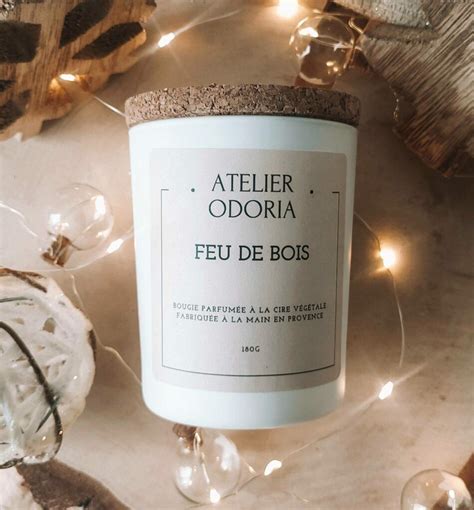 Bougie végétale parfumée 180g Feu de bois Léonie France