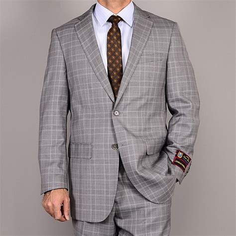 Men S Gray Plaid Suit Overstock Shopping Big