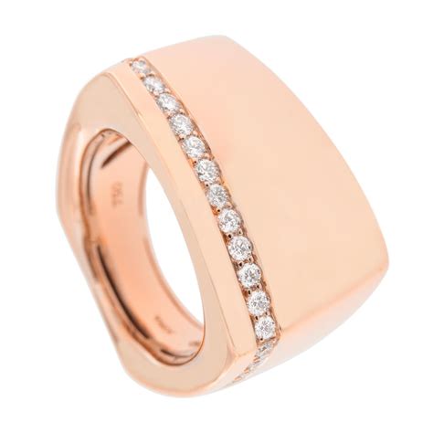 Alex Jona White Diamond Karat Brushed Rose Gold Band Ring For Sale