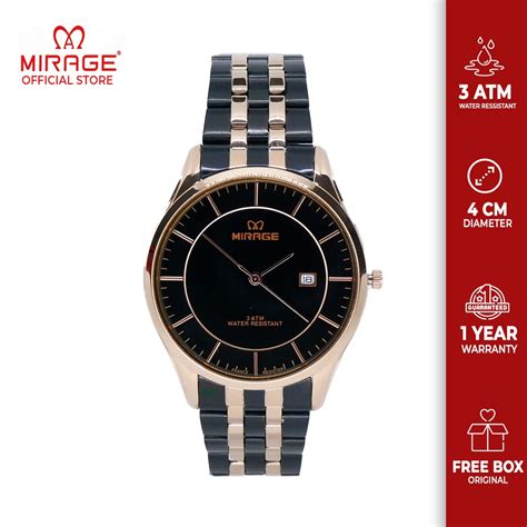 Jual Mirage Watch Jam Tangan Analog Fashion Pria Hitam List Rosegold