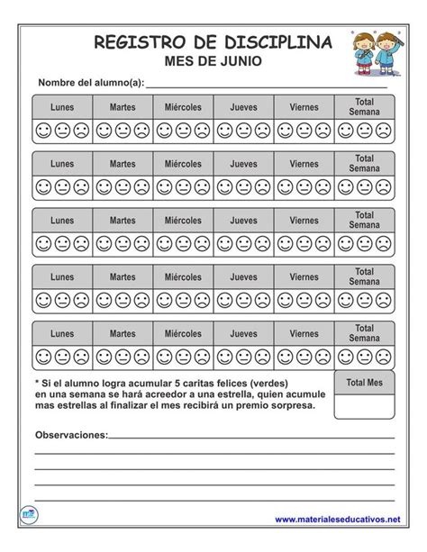 FORMATOS REGISTRO DE DISCIPLINA PARA TODOS LOS MESES Registros De