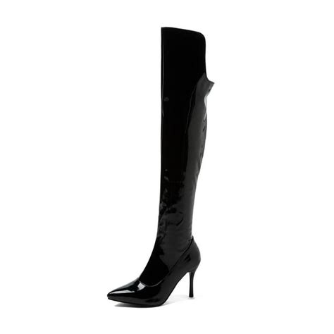 Ielgy Over The Knee Boots Patent Leather Stiletto Heel High Heel