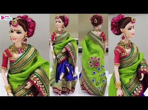 Barbie Doll Mehendi Ceremony Saree Making Indian Bridal Doll Dress