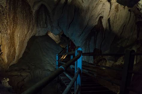 Large Stalactite In Cave Of Winds Gunung Mulu National Park Stock Photo