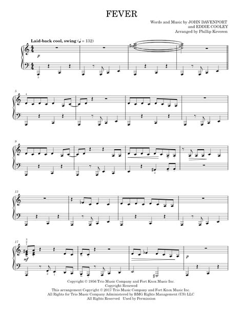 Fever Sheet Music For Piano By Peggy Lee Music Notes By Musescore