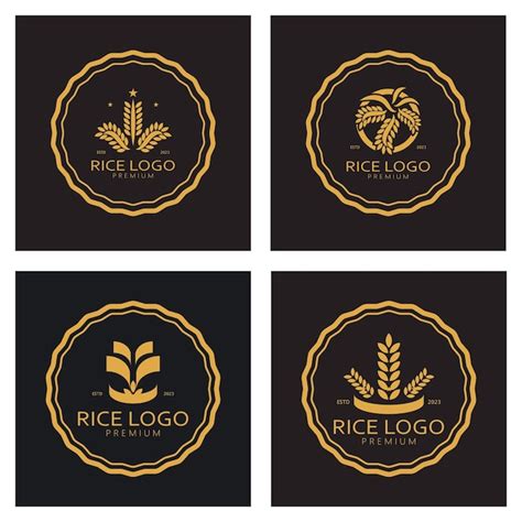 Arroz Planta Logorice Grano Logo Arroz Natural Con Moderno Concepto