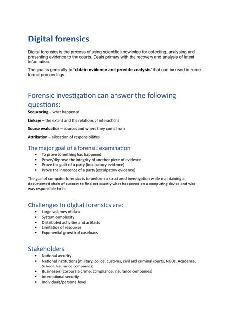 Digital Forensics Notes Digital Forensics Digital Forensics Is The