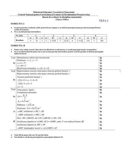 5 Modele De Teza Edu Pt Clasa A 8 A La Matematica Sem 2 Rezolvari