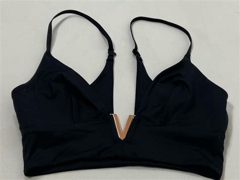 NWT Victoria Secret M Black V Hardware Bralette Bikini Swimsuit Top EBay