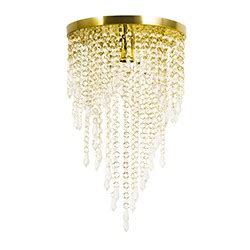 Lustre Pendente Plafon Redondo Cristal Crilik Pl7302 Dourado Shopee