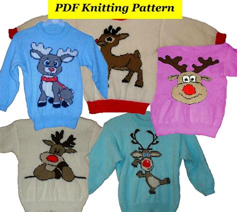 5 X Childrens And Adults Christmas Rudolph Reigndeer Jumper Sweater