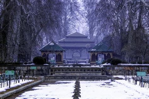 The Snow Covered View of Shalimar Bagh Mughal Garden during Winter ...