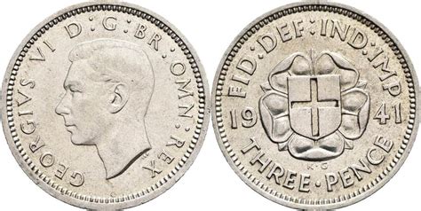 Großbritannien 3 Pence 1941 EF MA Shops