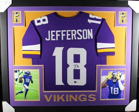 Justin Jefferson Autographed Pro Style Framed Purple XL Jersey Beckett ...