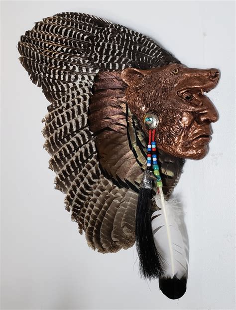 War Bird Indian Face Turkey Wing Mount OUTLAW SKULLS