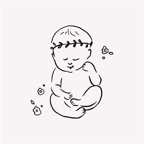 Newborn Baby Vector Clipart New Baby Twin Illustration Hand Drawn Line