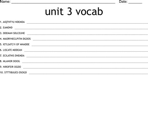 Unit 3 Vocab Word Scramble Wordmint