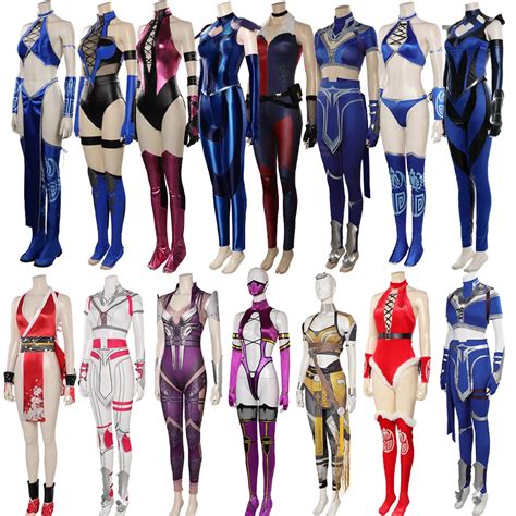 Mortal Cos Kombat Kitana Mileena Katana Joker Cosplay Costume Jumpsuit