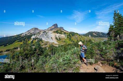 Hiker Looking Into The Distance Volcanic Mountain Black Tusk Hiking