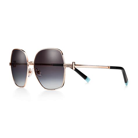 Tiffany T Sunglasses In Pale Gold Colored Metal With Gradient Gray Lenses Tiffany And Co