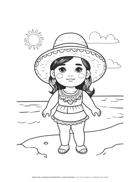 Boost Learning With Mexican Girl On The Beach Coloring Page