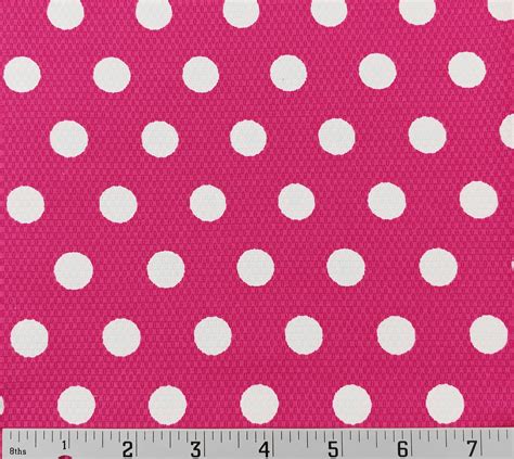 Hot Pink Magenta White Polka Dot Light Wt Basket Weave Decorator Fabric