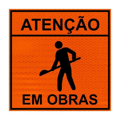 Placa atenção em obras