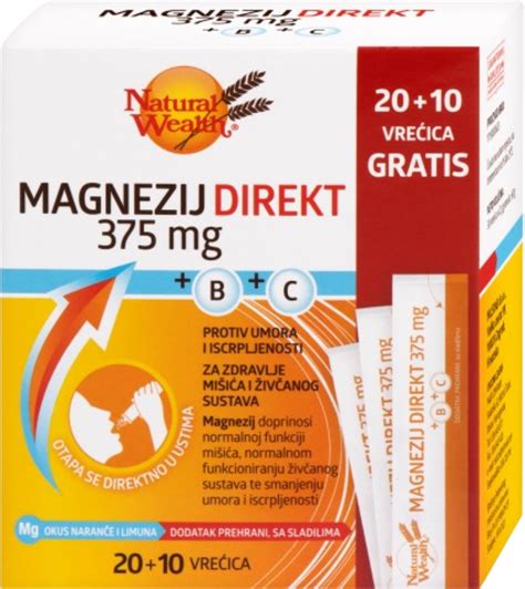 Natural Wealth Magnezij Direkt 375 mg vrećice B C 20 kom dm hr