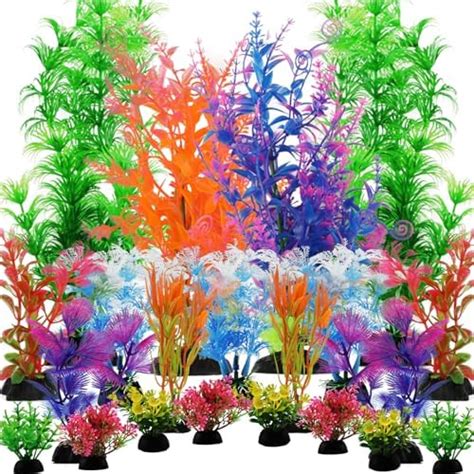 27 Pieces Aquarium Decoration PVC Artificial Aquarium Plants Fish Tank