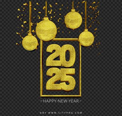 2025 Gold Glitter Luxury Happy New Year PNG Citypng