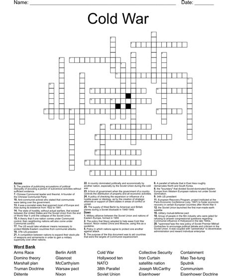 Cold War Crossword WordMint