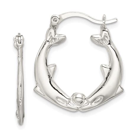 925 Sterling Silver Dolphins Round Hoop Earrings Ear Hoops Set Outdoor