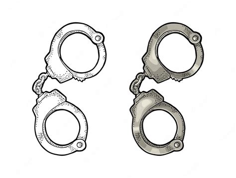 Premium Vector Handcuffs Engraving Vintage Vector Color And Monochrome Illustration Isolated